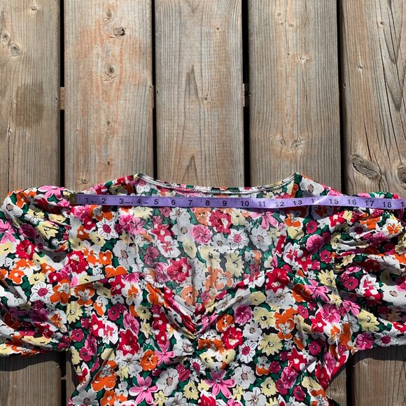 Vintage 80s Babydoll Floral Puff Sleeve Ruffle Prairie Cottagecore Maxi Dress - Picture 12 of 16